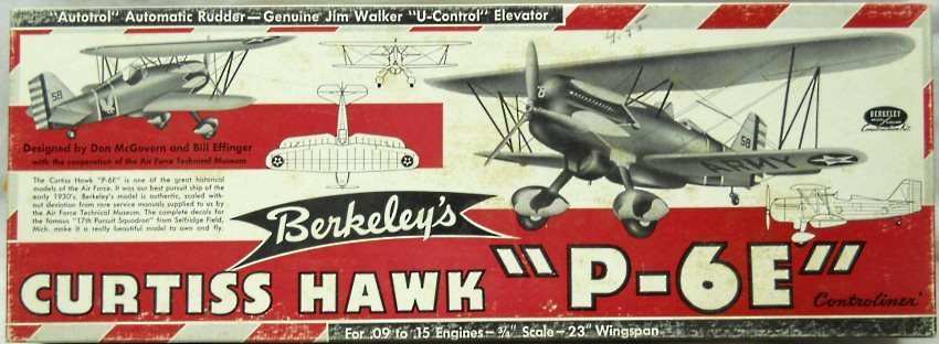 Berkeley 1/16 Curtiss P-6E Hawk - 23 Inch Wingspan Flying Aircraft plastic model kit